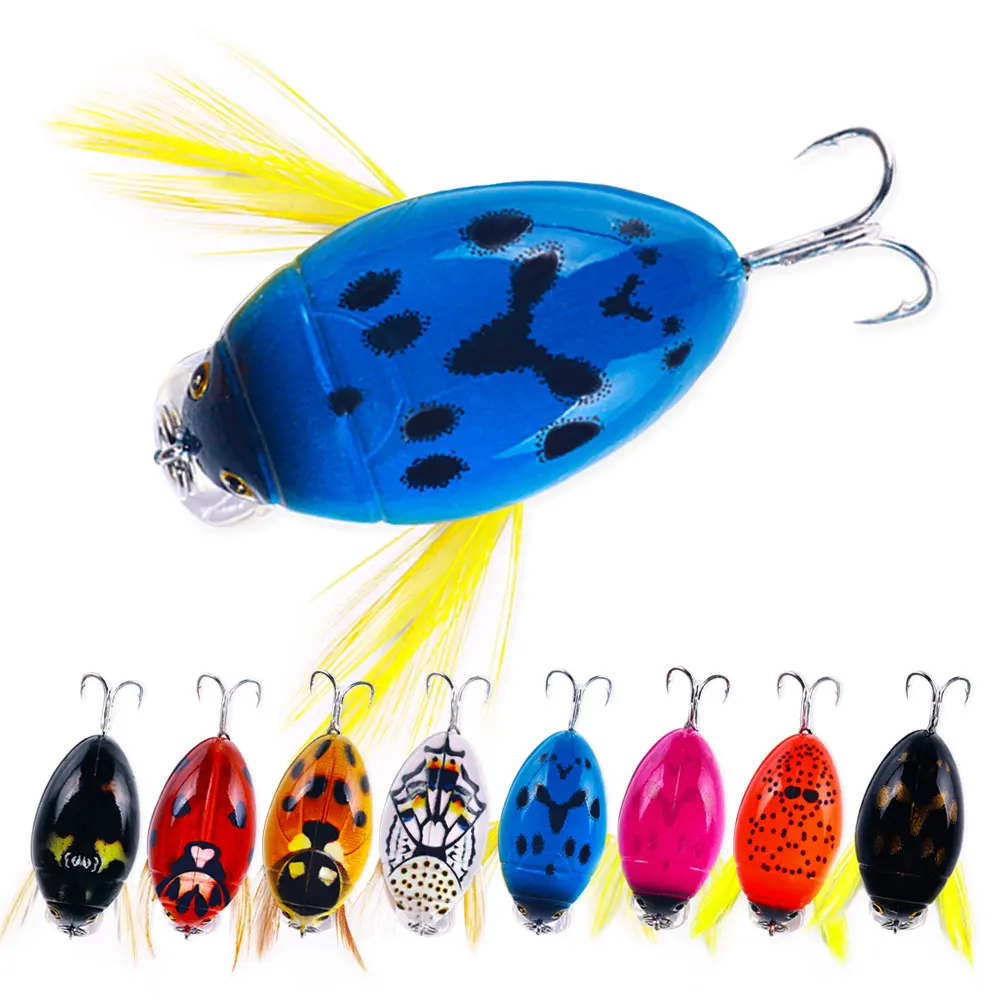 

1pcs 3.8cm 4g Artificial Ladybug Fishing Bait Cicada Beetle Insect Wobblers Fishing Lures Topwater For Bass Carp Fishing Tackle