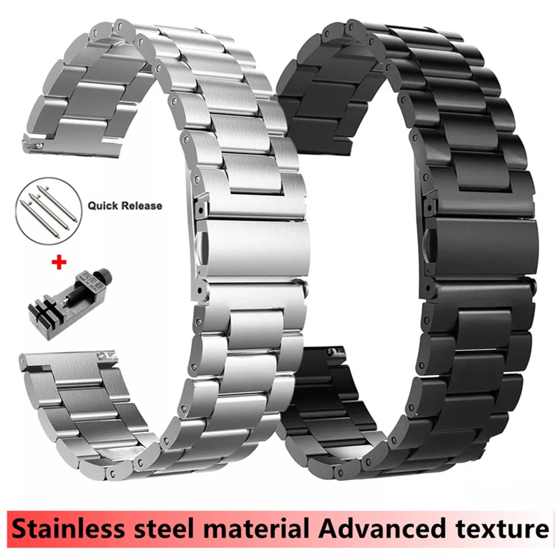 

22mm 18mm 24mm 20mm Watch Band Strap For Samsung Galaxy 3 Watch 42 46mm GEAR S3 Active2 Classic quick release Stainless Steel