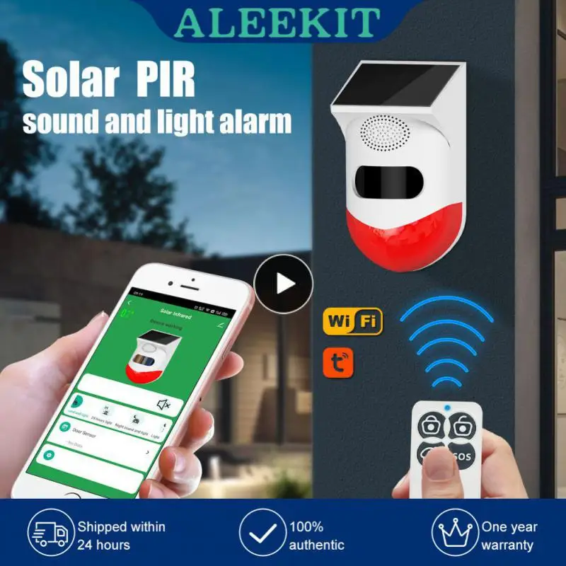 

1/2/3PCS WiFi Waterproof Solar Infrared Outdoor Motion Alarm Detector Security Monitor Sound Siren Alarm Remote Control Smart