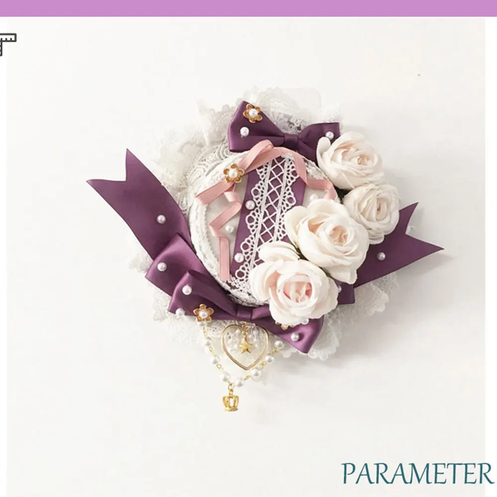 

Детская шапка с розами, кружевной головной убор с жемчужинами, повседневный наряд для маленькой девочки, аксессуар для волос в стиле "Лолита"