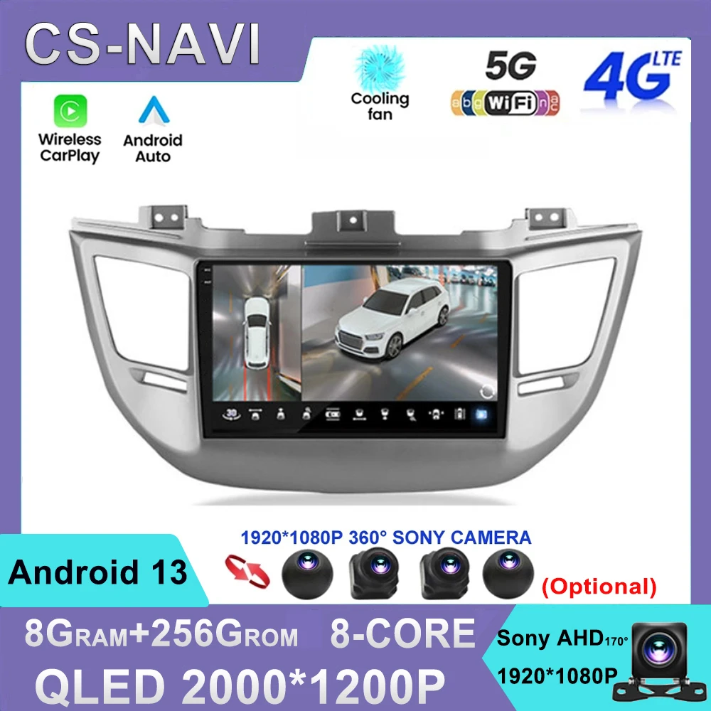 

Автомобильное радио Android 13 для Hyundai IX35 Tucson 3 2015 - 2018 Carplay Автомобильный мультимедийный видеоплеер GPS Авторадио Навигация WIFI 4G
