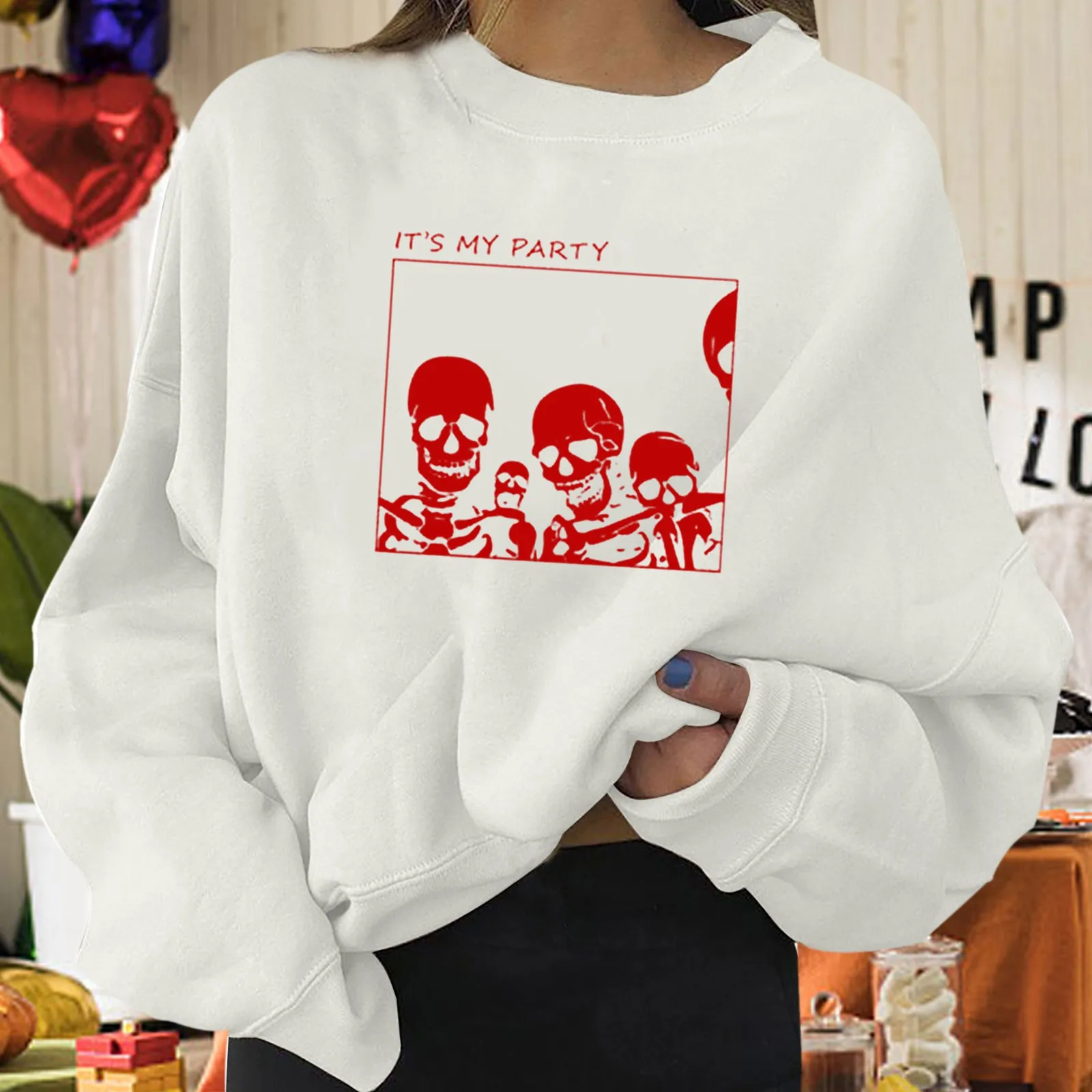 

Asymmetrical Snap up Fleece Women Womens Halloween Print Sweatshirt Long Pullover Letter Print O Neck Light Lingerie Set