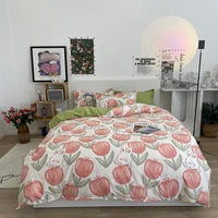 home textile red tulip rabbit fashion classic duvet cover bed sheet pillow case single double queen king for home bedding set