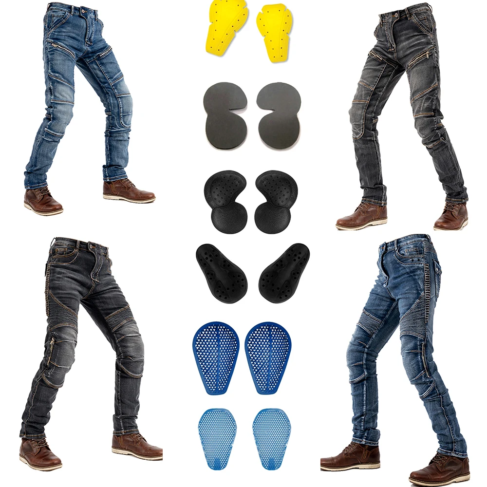 LOMENG Motorcycle Jeans Motorbike Motocross Cycling Pnats Fireproof Kevlar Protective Layer On Hips And Knees LM03