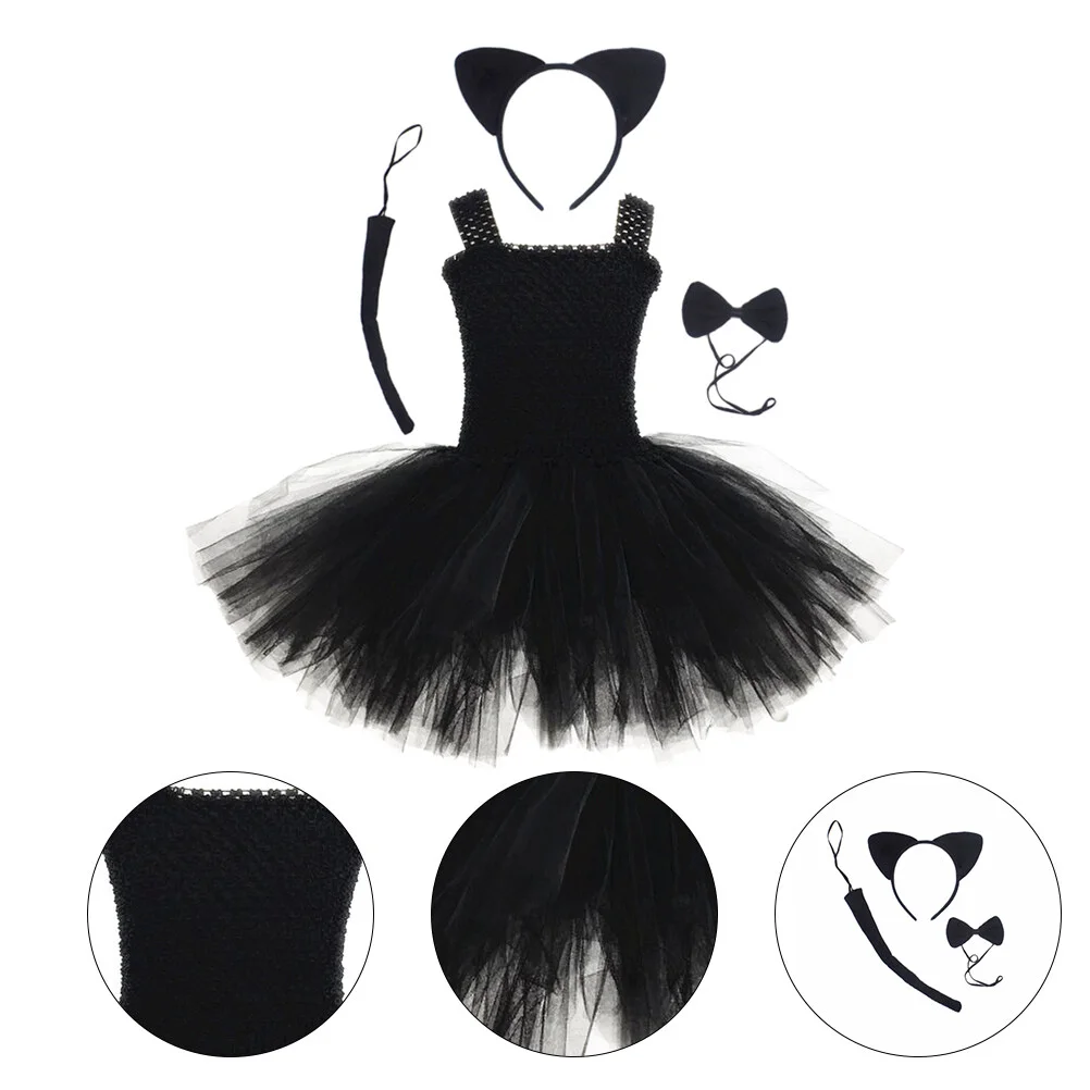 

The Cat Tutu Dress Halloween Suit Black Skirt Childrens Place Cosplay Performing Cotton Outfit
