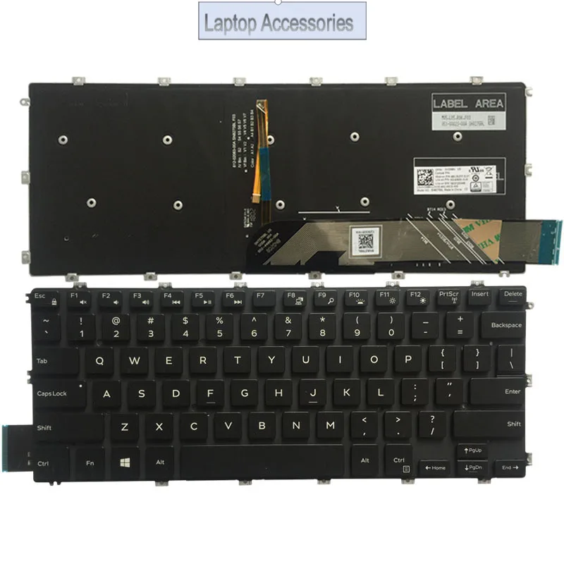 Фото Новая американская клавиатура с подсветкой для Dell Inspiron 15 5480 5482 5488 7386 7586, 2 в 1 Latitude 3400 VGR8N №1