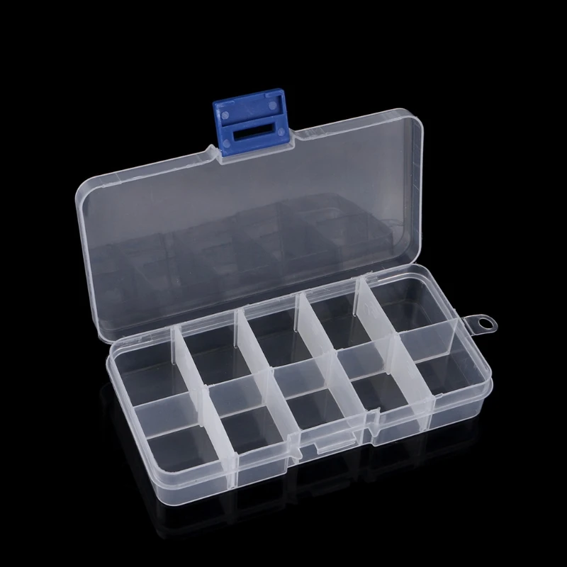 

Clear Compartments Plastic False Tips Storage Box