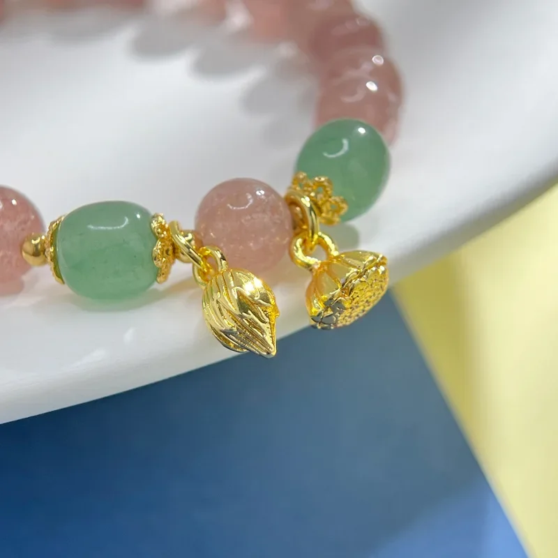 Изысканный браслет Huan с клубничным кристаллом в двух мирах женский простым