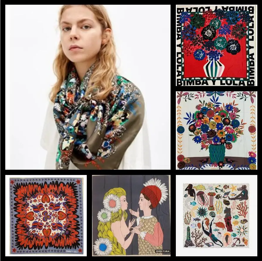 

Desigual женский большой квадратный шарф с испанской мозаичной печатью, модный нагрудник с вышивкой