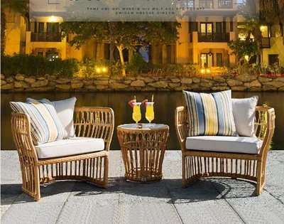 

Outdoor Rattan Sofa Combination Villa Courtyard Terrace Leisure Rattan Custom Furniture