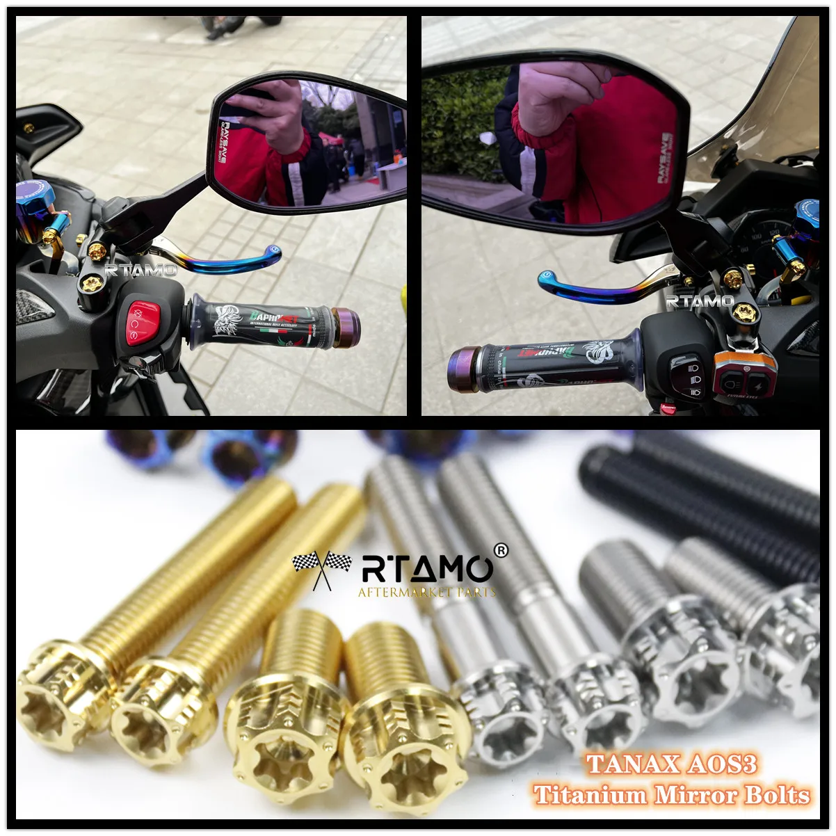 

RTAMO Tanax AOS3/AOS4 Titanium Alloy Rearview Mirror Bolts