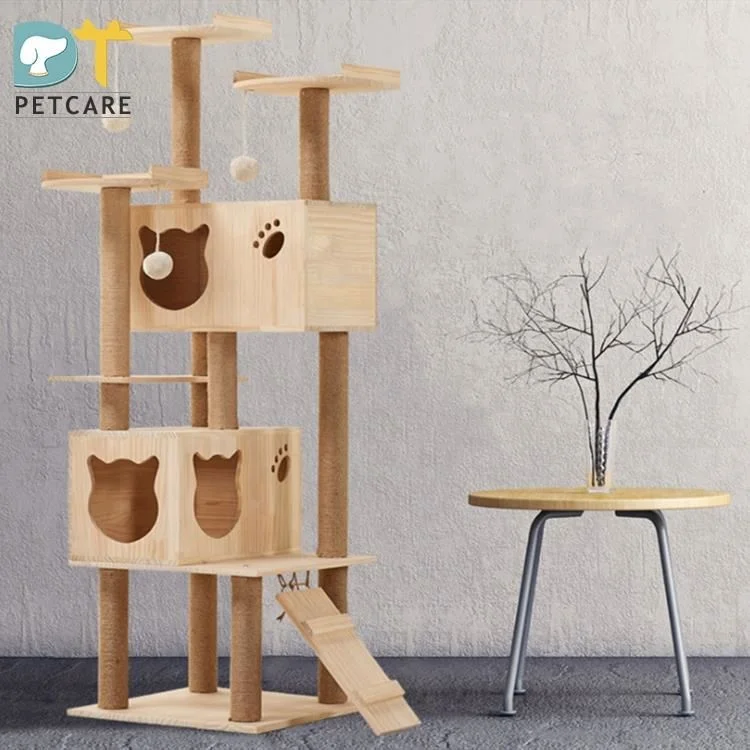 

Factory wholesale pine material cat jumping platform cat climbing claw toy pet climbing frame cat villa