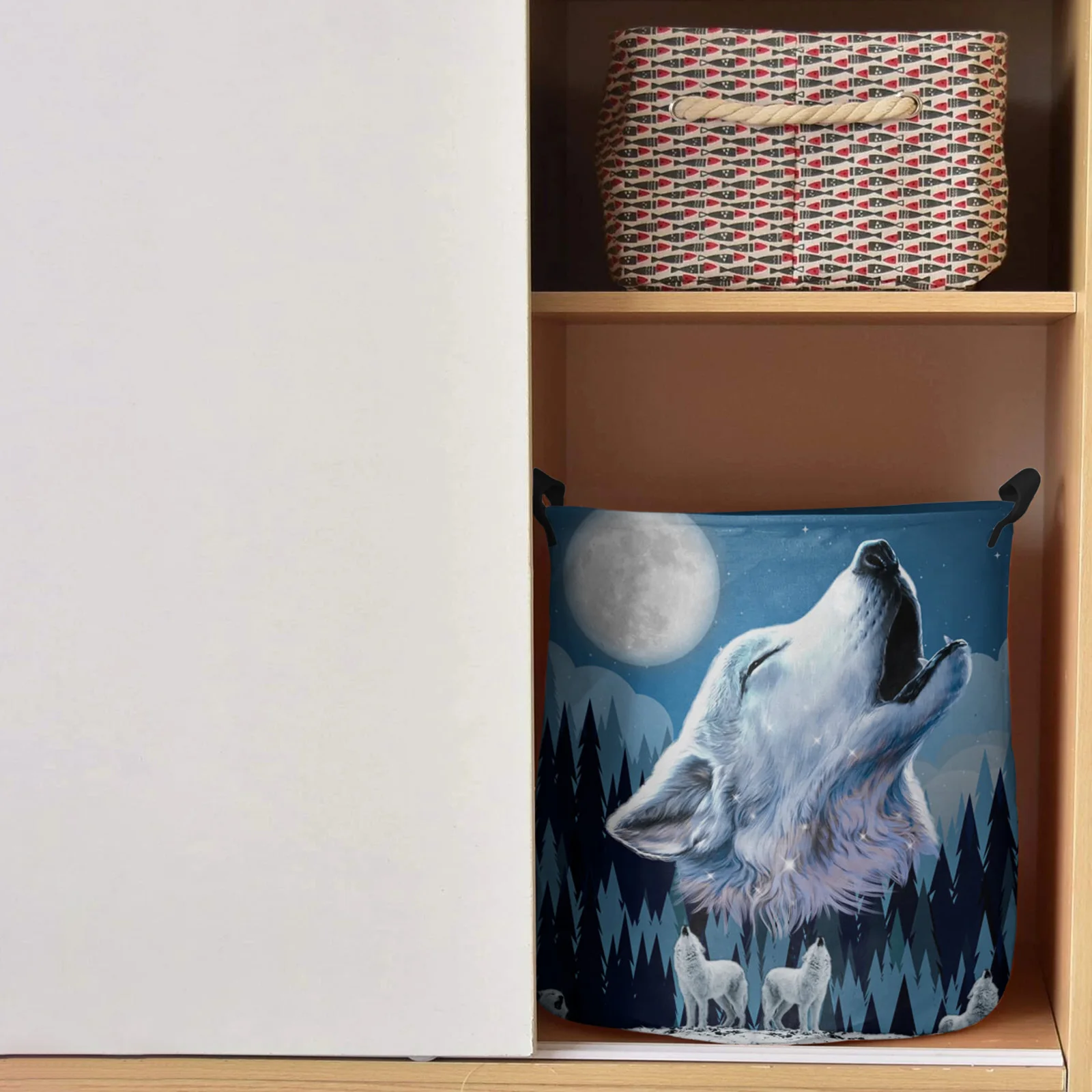 Корзина для белья деревянная с воющим Луном и грязным ворсом складной