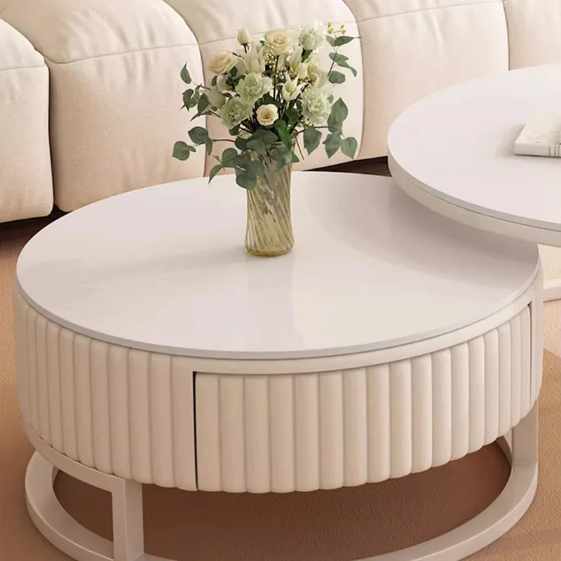 Дизайнерские журнальные столики для хранения белые круглые зеркальные гостиной