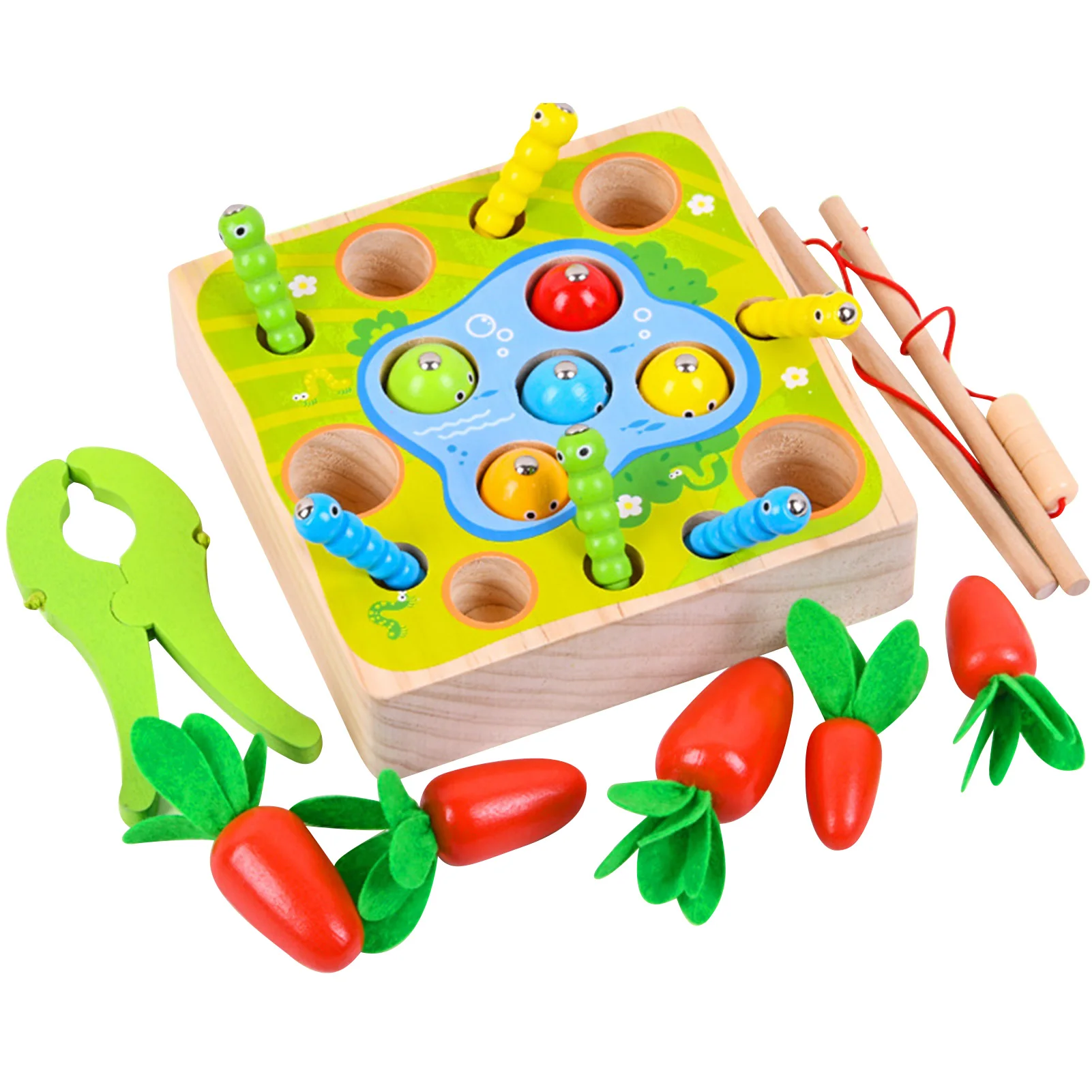 

Wooden Magnetic Fishing Game Cognition Fish Rod Toys For Children Early Educational Parent-child Interactive