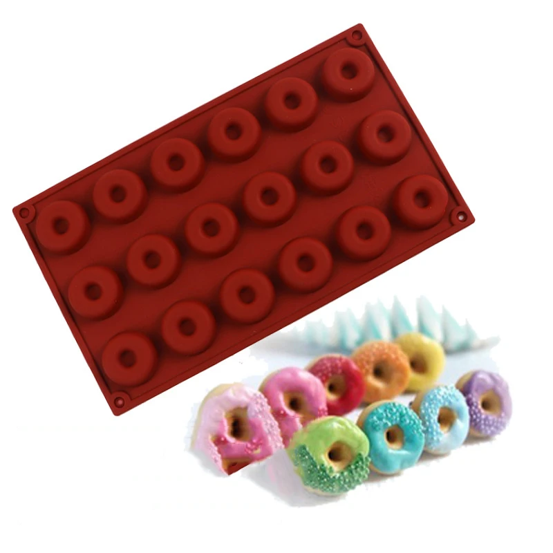 

18 Cavity Donuts Silicone Cake Mold for Chocolate Mousse Jelly Pudding Ice Cream Bread Pastry Dessert Bakeware Decorating Tools