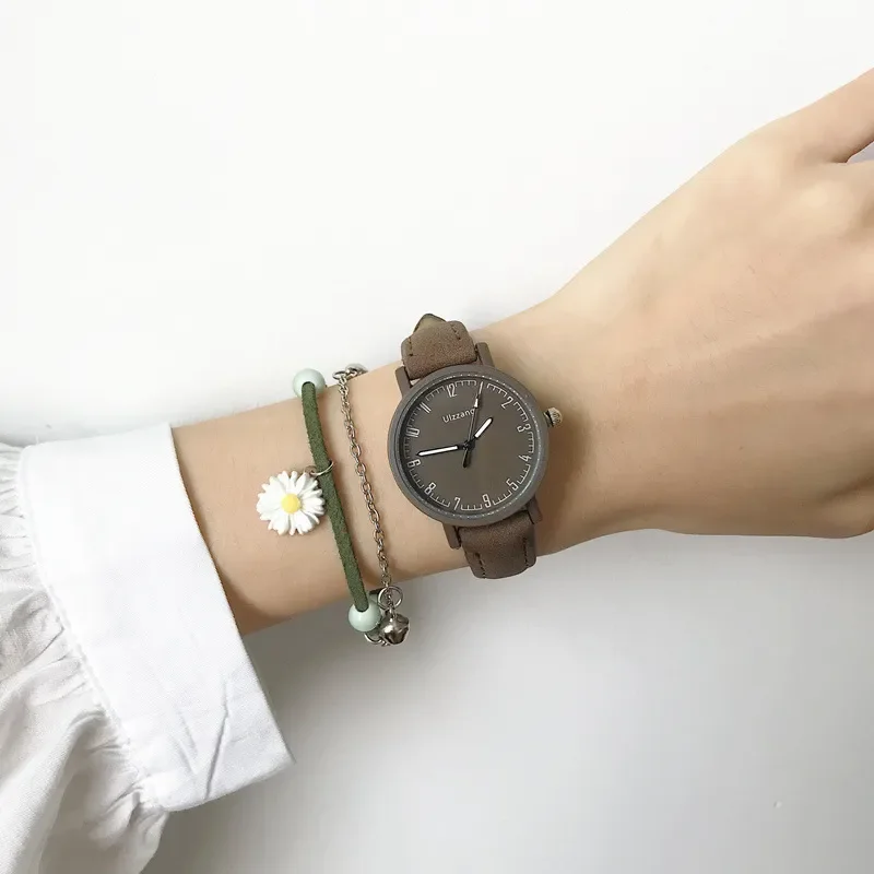 Leather Simple Women Watches Ulzzang Brand Fashion Quartz Watch Qualities Ladies Wristwatches Retro Casual Female Clock