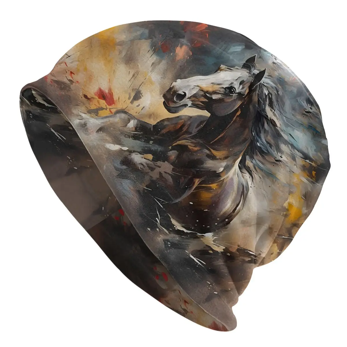 

Metal Elements Black Horse Galloping Horses Spring Autumn Soft Hats Bonnet Sport Pullover Breathable Fitness Turban Warm Running