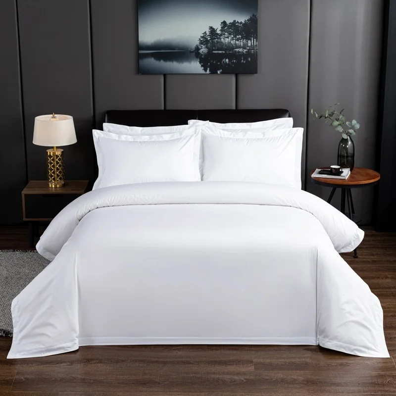 

Premium Hotel White Oversize Duvet Cover Bed Sheet 100%Nature Cotton Soft 600TC Bedding set Twin Full Queen King size 4Pcs