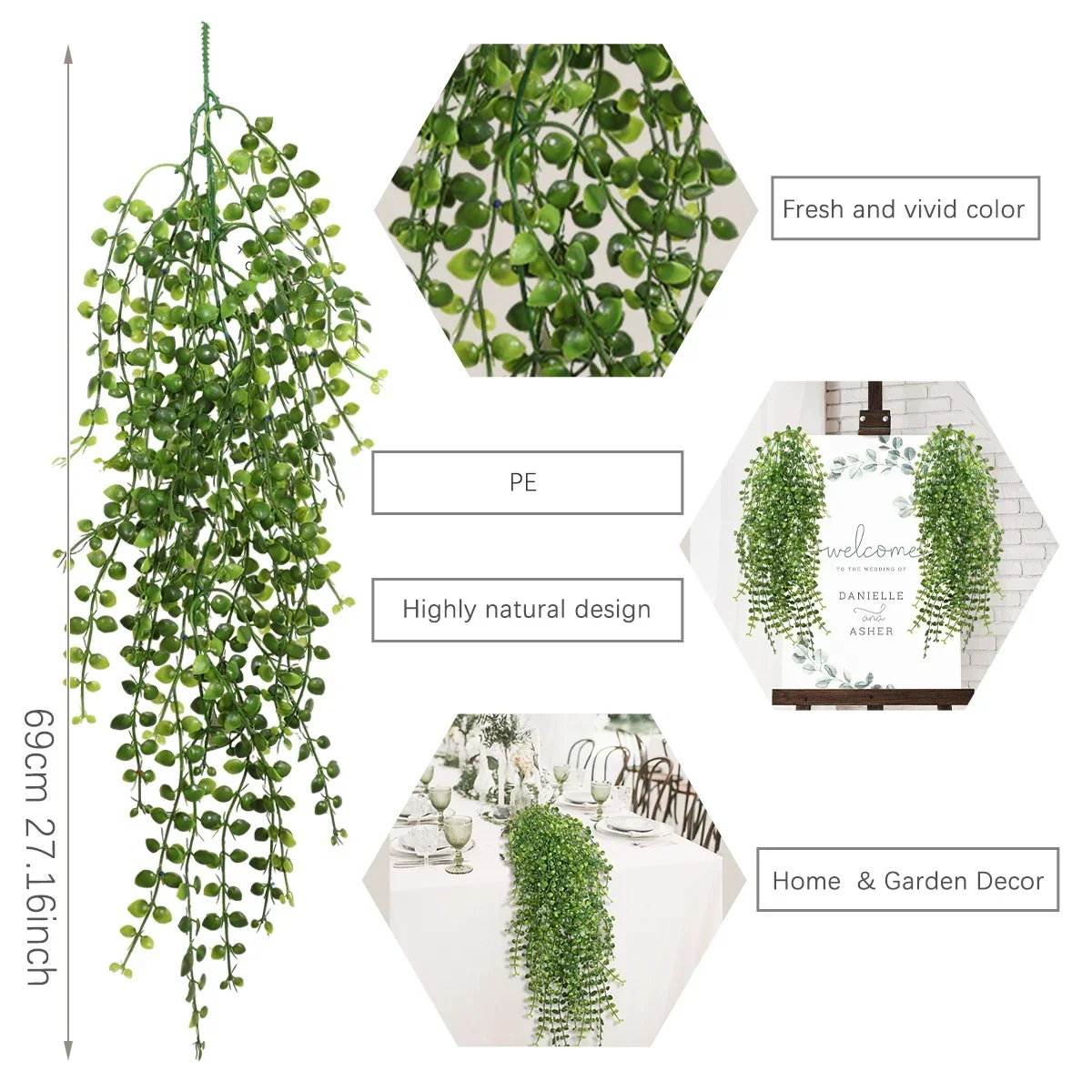 XIYA Искусственный Лист Эвкалипта - Подвесное Зеленое Декоративное Растение Из