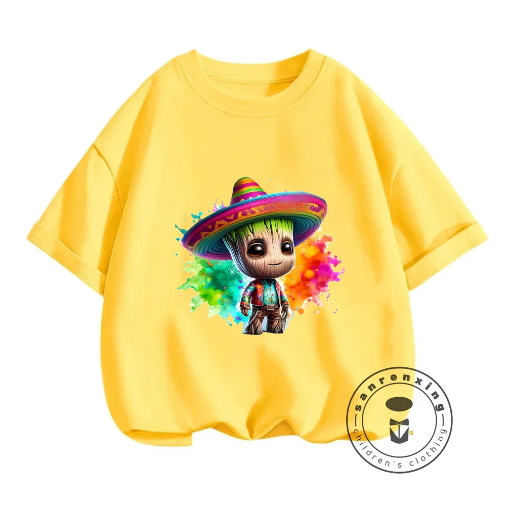 Милые футболки с героями мультфильмов Marvel Groot милые уличные модные рубашки