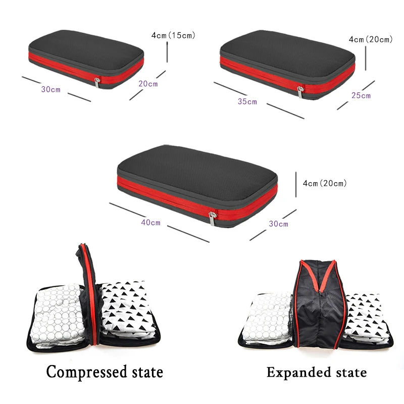 4 Pcs Travel Packing Cubes with Shoe Bag Portable Folding Organizer Luggage Compressible Pouch Travel Storage Clothes Shoe