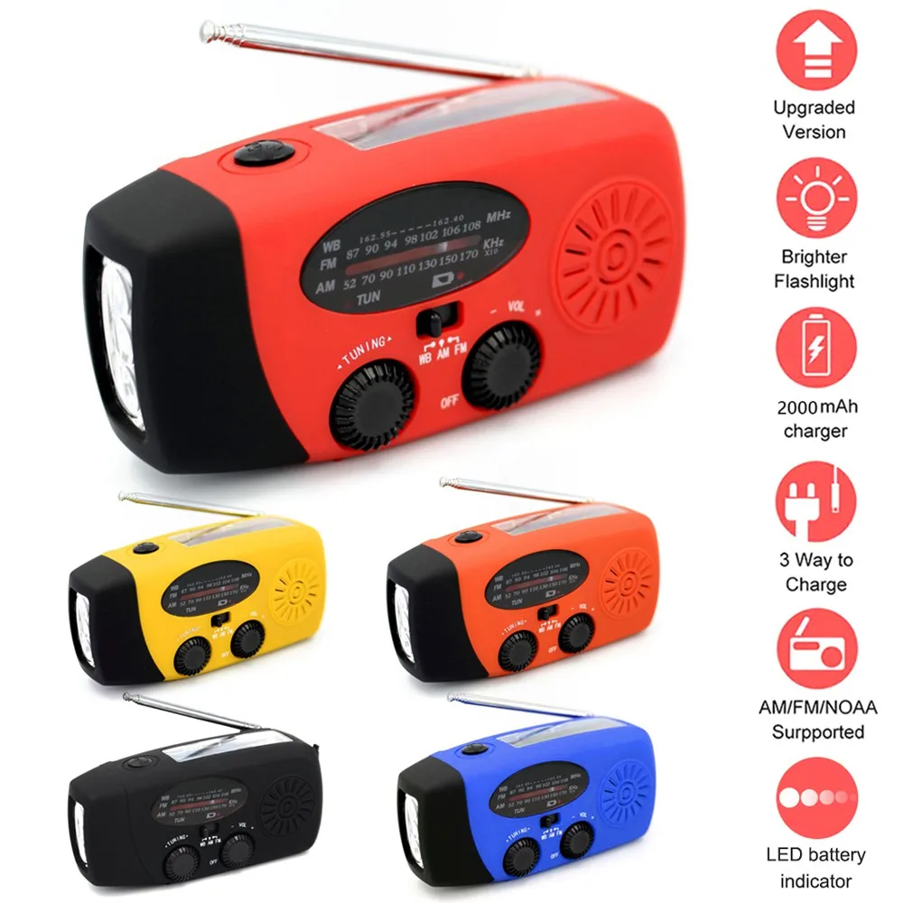 Портативный ручной радиоприемник на солнечной батарее 2000 мА · ч динамо-передача