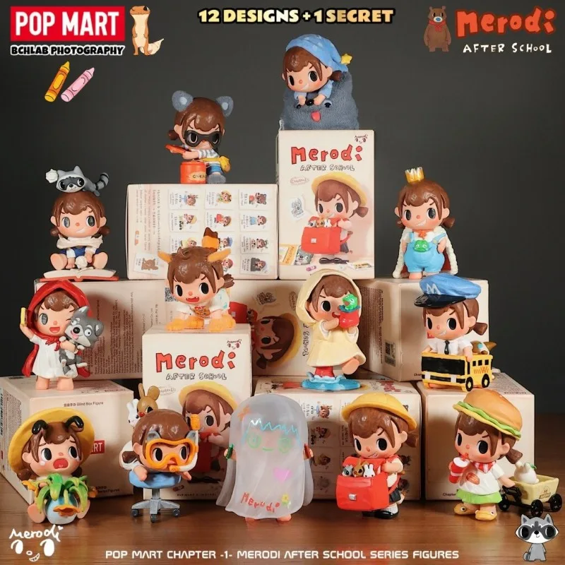 Фото Оригинальная коллекционная фигурка POP MART MERODI из серии After School в закрытой упаковке, аниме-персонаж, украшение, милые игрушки, подарок для детей №1