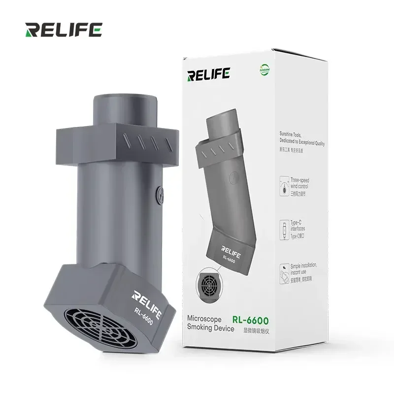

RELIFE RL-6600 Дымосос для микроскопа, 8500 об/мин, сильный воздушный поток, масляный вытяжной вентилятор, порт типа C, паяльник, дымопоглотитель
