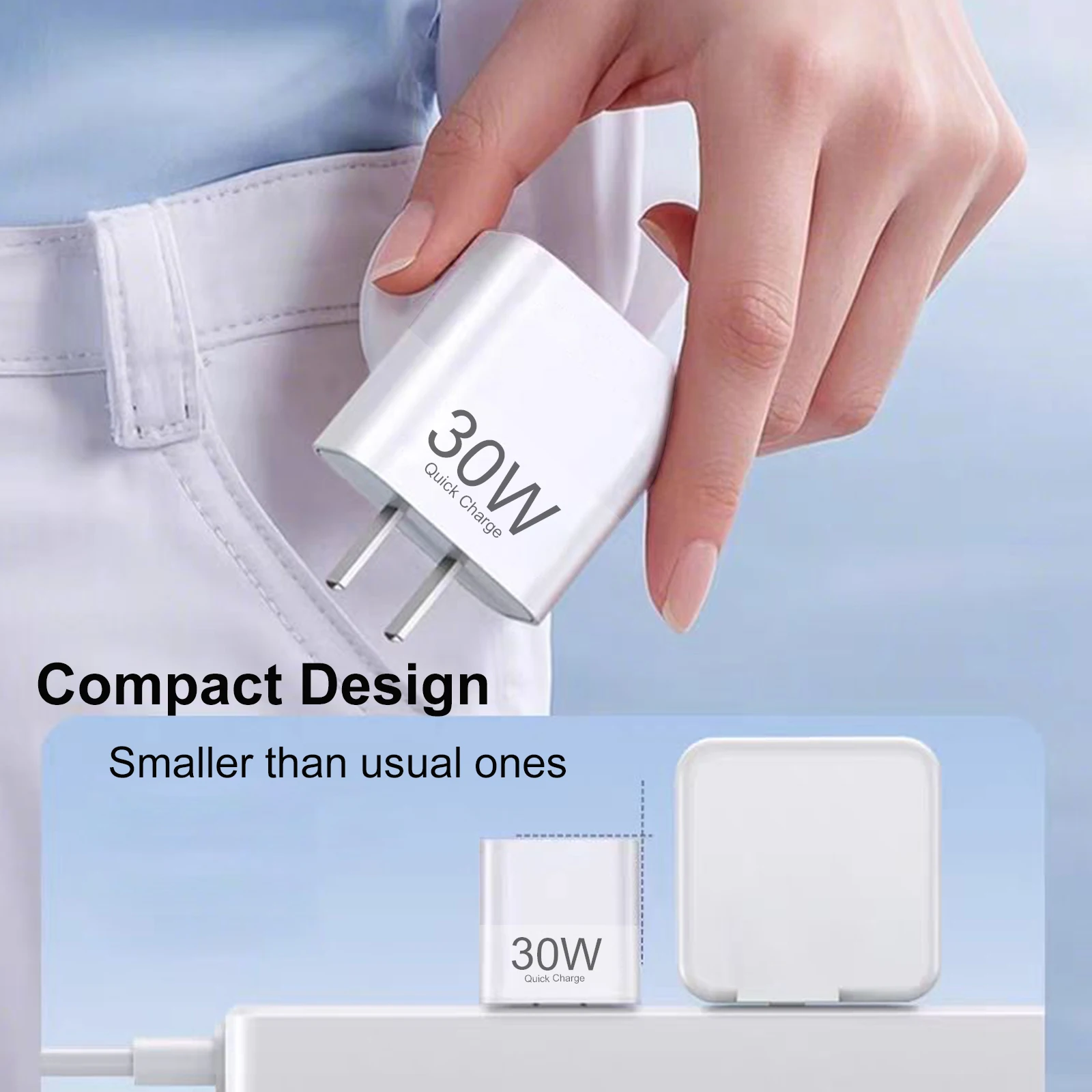 Зарядное устройство UYUXIO 30W USB-C с двумя портами, быстрая зарядка PD, адаптер питания с вилками USEU для iPhone 17 16 15 14 Pro Max, Samsung Galaxy (art.: 3920db4d555aa) - 3920db4d555aa