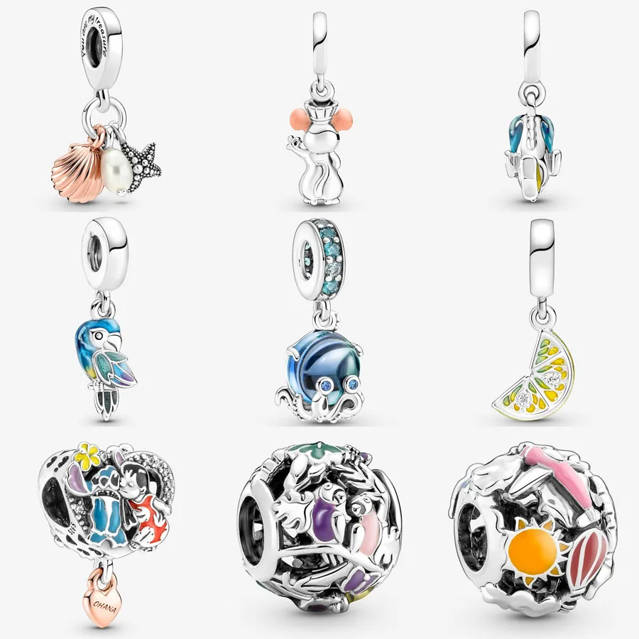 

New 925 Sterling Silver Jungle Paradise Parrot Dangle Charm Fit Original pandora Bracelet Pixar Remy Dangle Charm DIY Jewelry