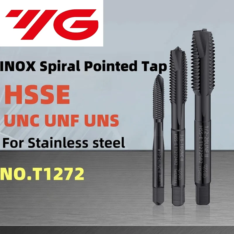 Фото YG HSSE American INOX Спиральный остроконечный метчик UNC UNF UNS 4-40/10-32 12-24 5/16 1/2 5/8 7/16 Машинные метчики с резьбой №1
