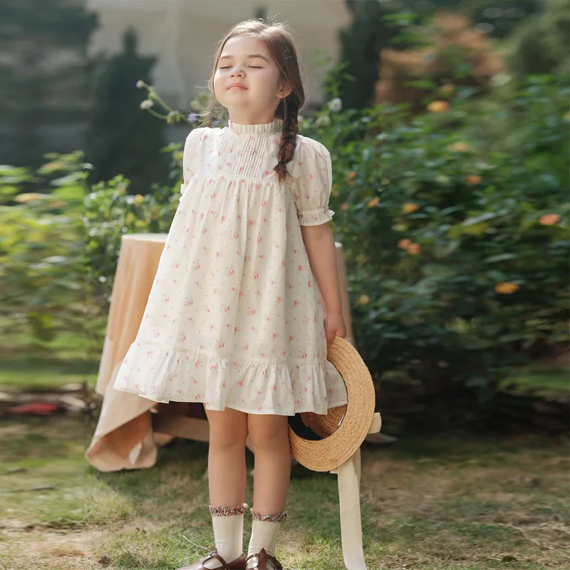 

2023 Girl Dress Elegant Spanish Clothes Summer Daily Dresses For Baby Girls Infants Floral A-Line One-Piece Clothing Children