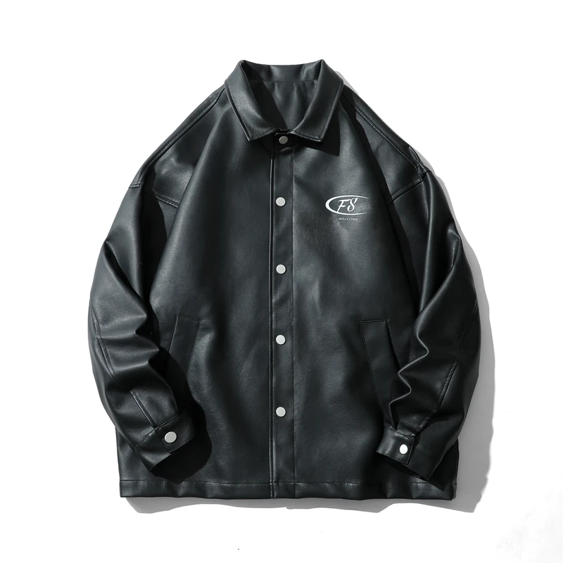 

Oversized PU Leather Jacket Men Japanese Wild Casual Streetwear 2022 Spring High-quality Male Vintage Coat for Teens