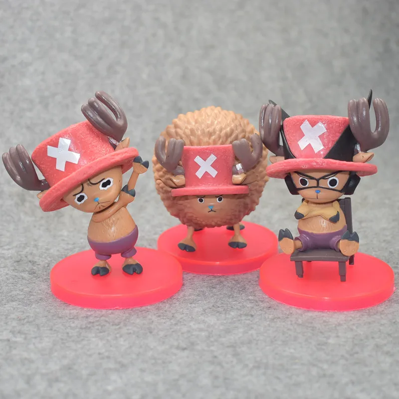 

10cm One Piece TonyTony Chopper Kawaii Cute 3Pcs Doll Gifts Toy Model Anime Figures Collect Ornaments
