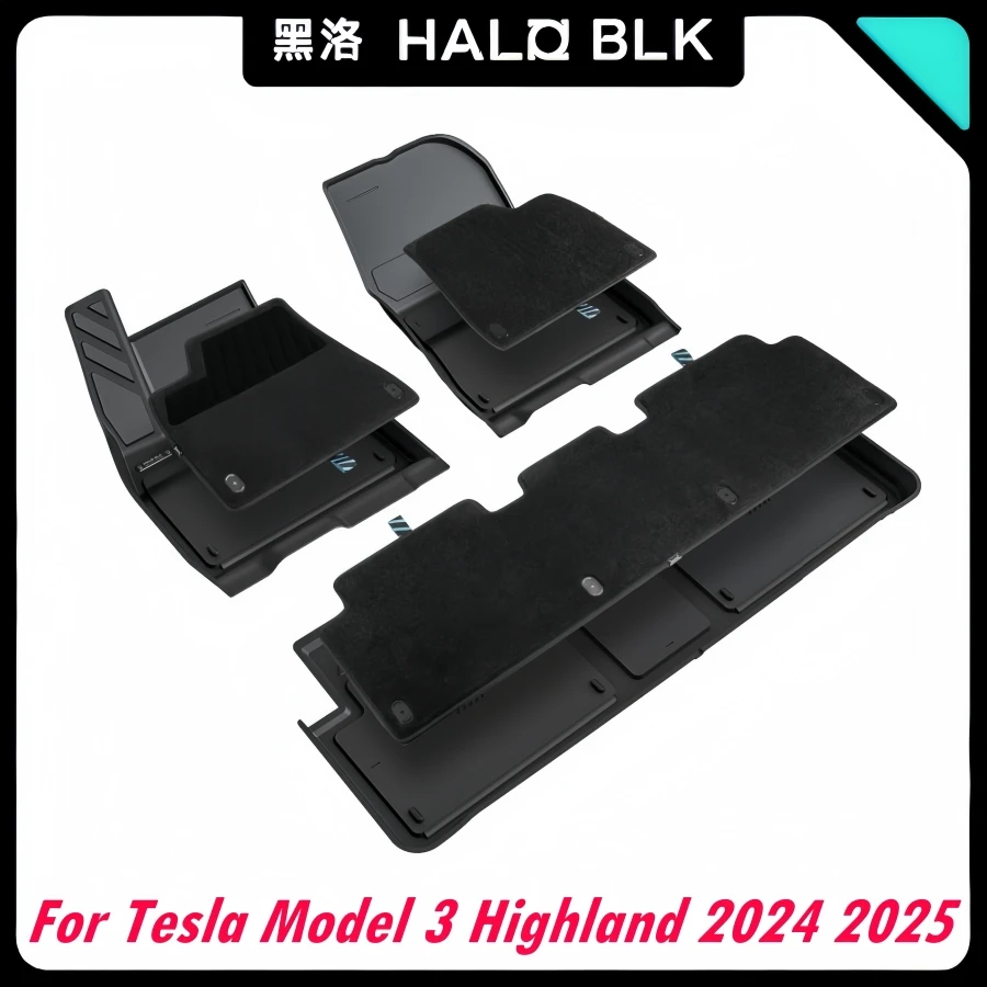 Фото HALOBLK для Tesla Model 3 Highland 2024 2025 Коврики с ковром Всепогодная защита Экологичные автомобильные напольные вкладыши из ТПЭ №1