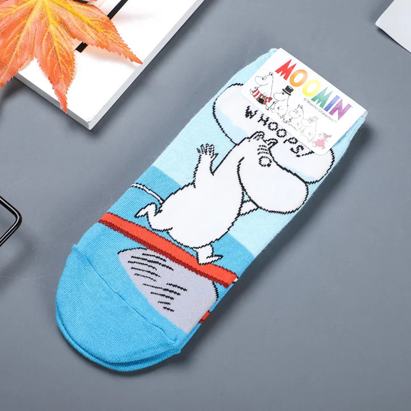 Anime Women Socks Snufkin Sock Figure Print Little My Hippo Cute Funny Cotton Absorb Sweat Breathable Comfort Calcetines Mujer