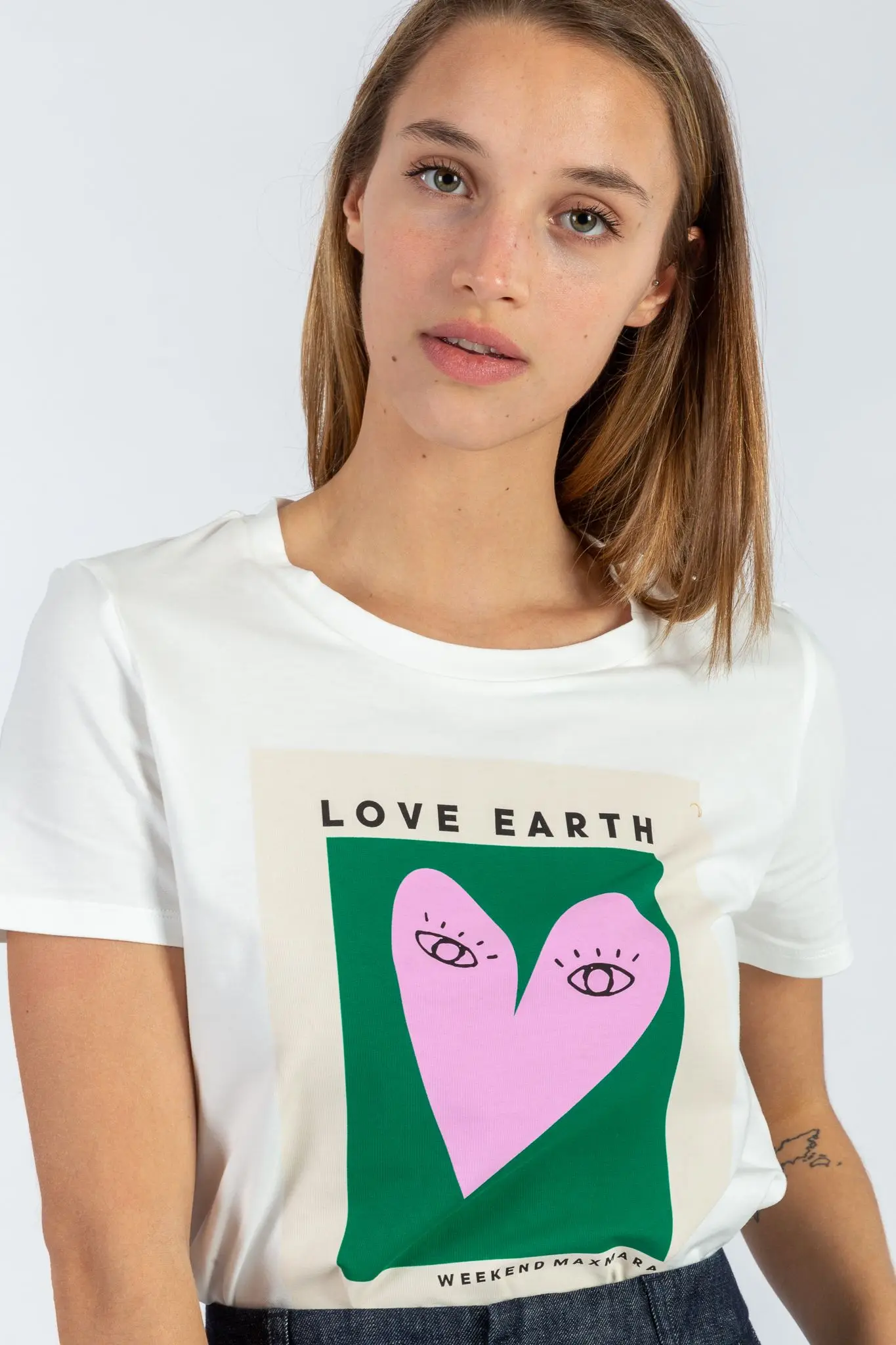 

Heart Letter Print Tee Shirt Women Short Sleeve Round Neck Cotton Designer Style T-shirt Femme Casual Tshirts Tops 2022 Summer