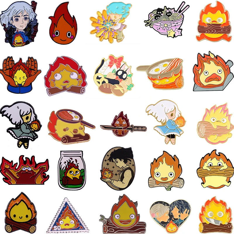 

Anime Brooch Sophie And Cassifer Fire Demon Cosplay Pin Badge Fun Creative Fashion Jewelry Accessories
