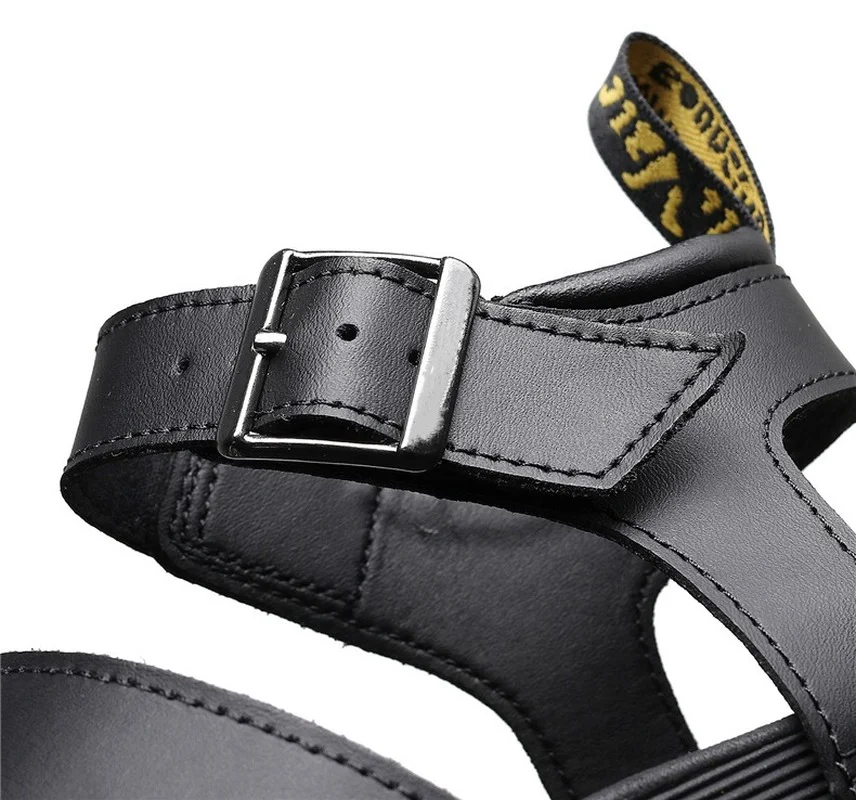 Women Fashion Sandals Genuine Leather Sponge Cake Sandals Roman Buckle Open Toe Beach Shoes Platform Mouth Sandals