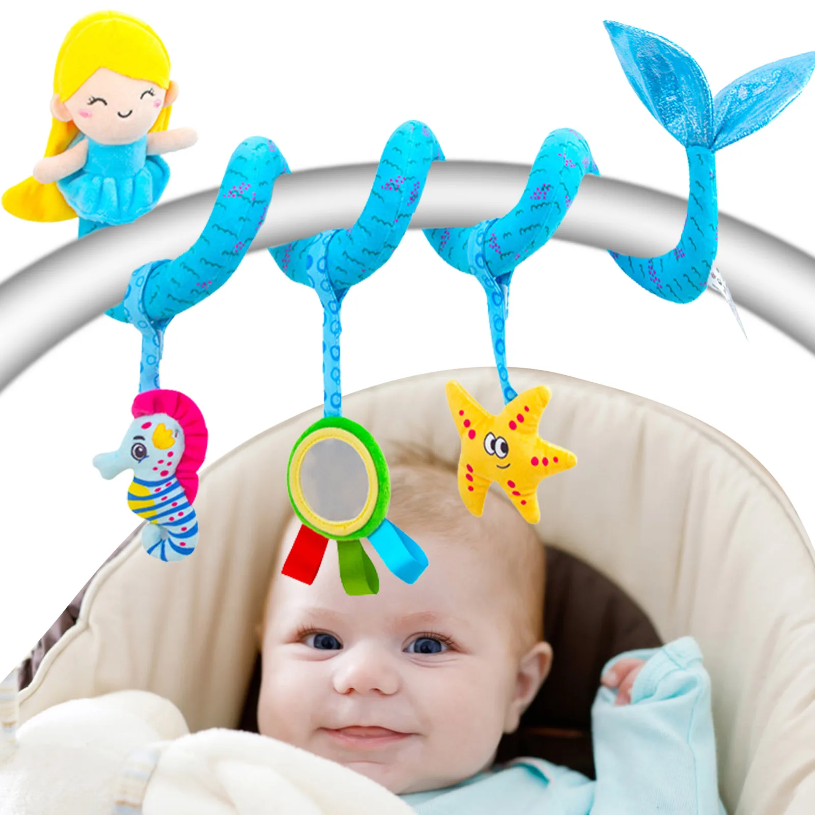 

Mermaid Shape Baby Spiral Bed Stroller Toy Colorful Spiral Hangings Toys For Car Seats Baby Car Seat Toys For Infants 6 To 12