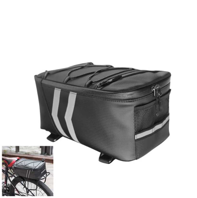 Bicycle Rear Seat Bag MTB Bike Rack Bag Trunk Pannier Cycling 9L Large Capacity PU Waterproof Travel Bag With Rain Cover