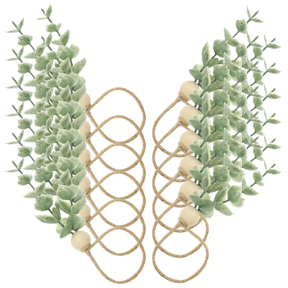 

12pcs Rustic Green Leaf Napkin Rings Christmas Wedding Napkin Rings Table Decors
