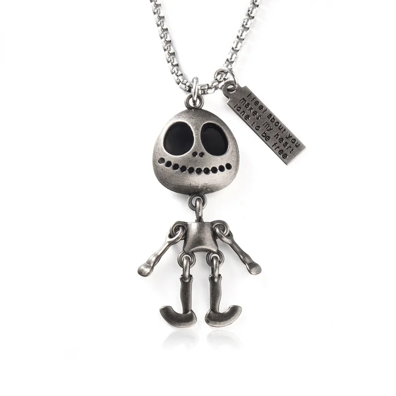 

New Stylish Unique Creative Personality Pendant for Men and Women Joints Can Be Moved Hip Hop Titanium Steel Alien Necklace