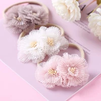 newborn baby chiffon lace floral headband toddler girls lovely princess elastic hair band baby flower hair accessories 2022