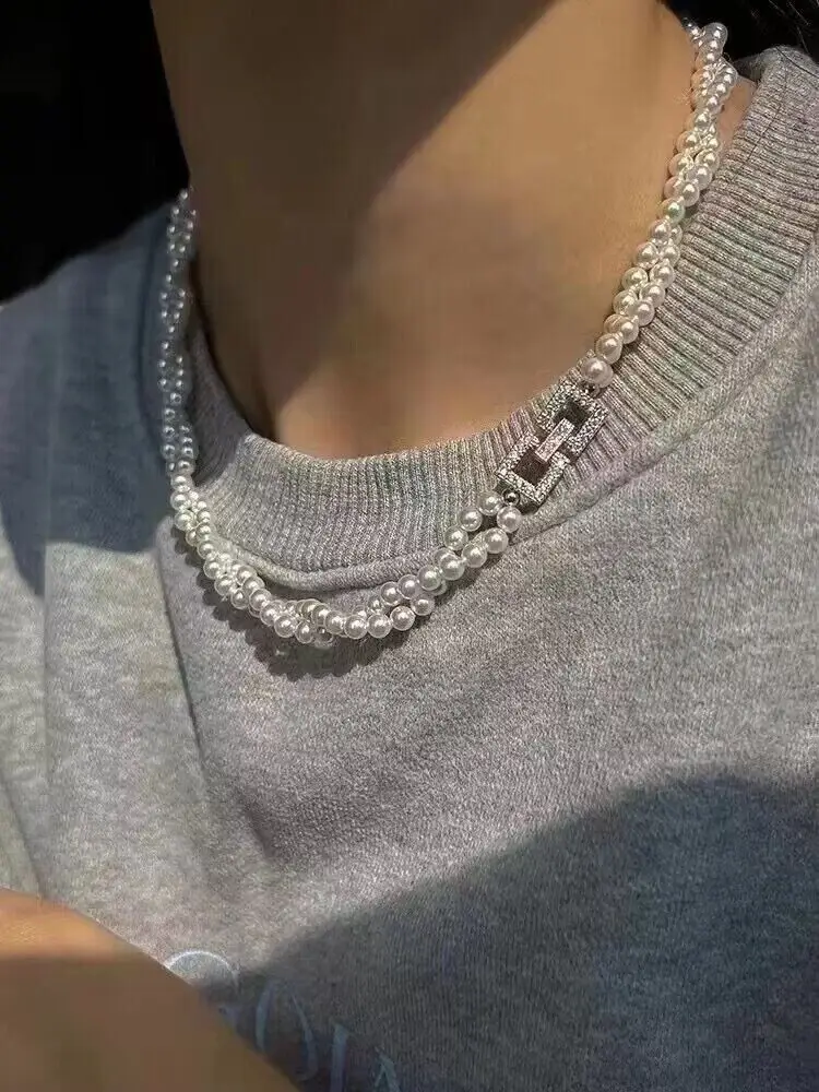 Очаровательный дизайн, 2 ряда, 4-5 мм AAAA, круглая, белая, Южная море, настоящий натуральный жемчуг, искусственная жемчужина, серебро 925 пробы, бесплатная доставка