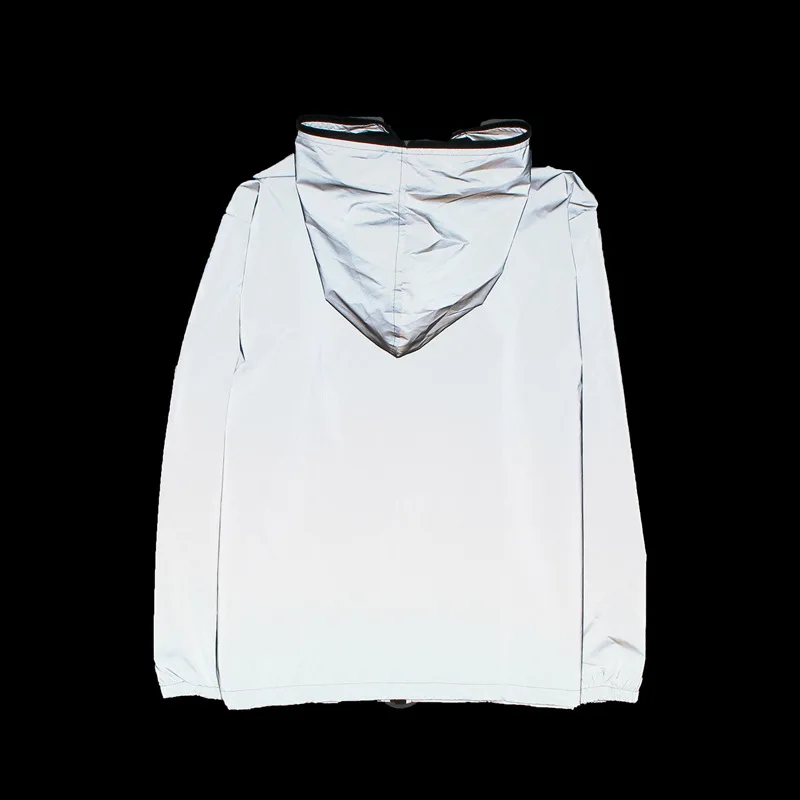Woman Reflective Jacket Hooded Harajuku 3M Reflective Windproof Jacket for women Coats Fashion Night Club Party Wear Grey Jacket