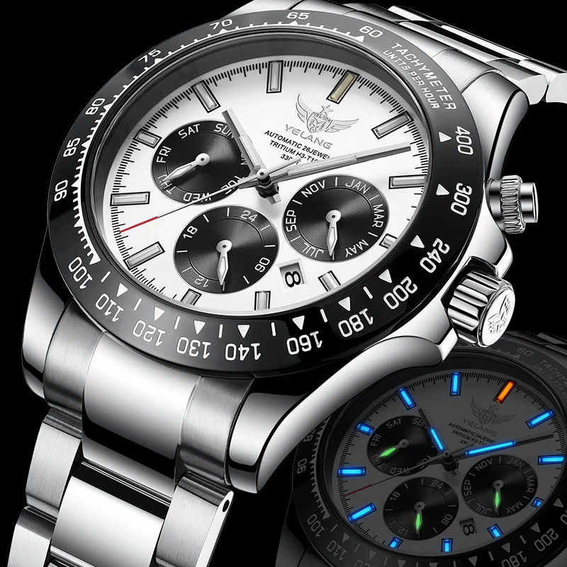 

YELANG Nws Swiss Automatic Mechanical Watch Panda Pan Swimming Diving Waterproof Tritium Gas Luminous Men Sports Watch V1033