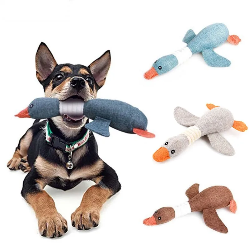 

30cm Pet Mallard Duck Dog Toy for Big Chewers Dog Squeaky Wild Goose Puzzle Training Toys Cute Soft Dog Chew Toy with Squeaker