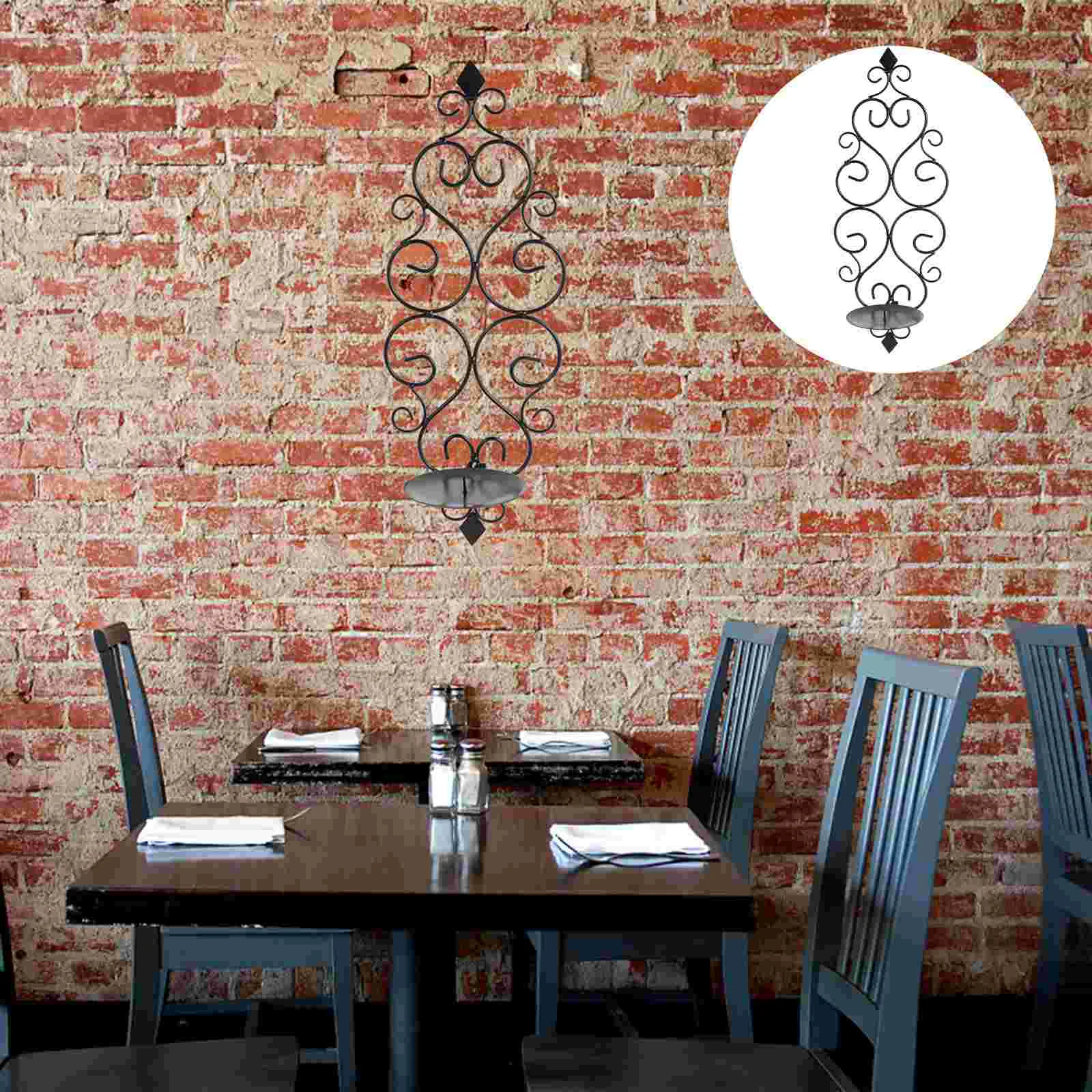 

Candlestick European Style Pendant Stand Decor Hanging Home Adornment Iron Black Sconces